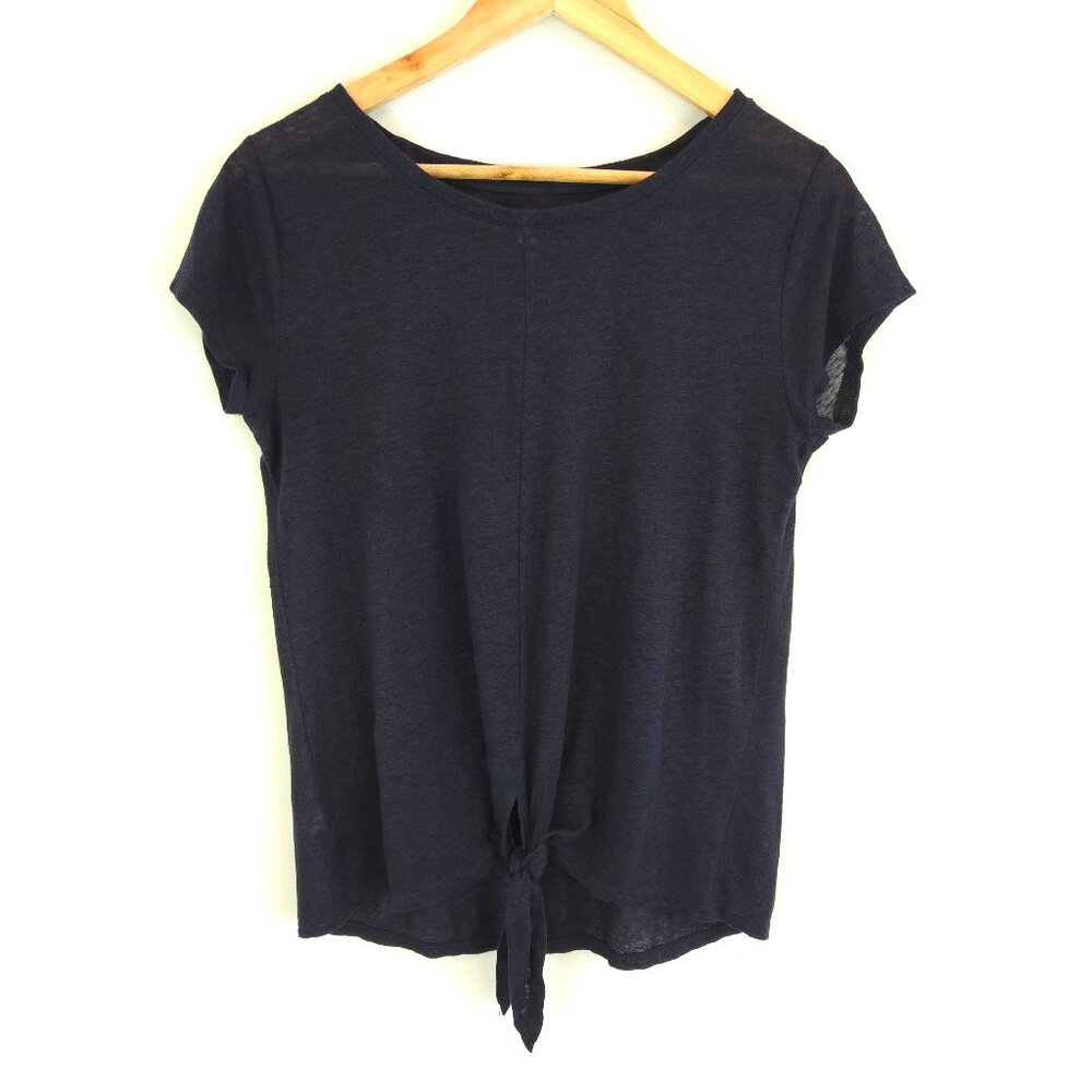 LOFT Women's 100% Linen Tie Front Tee